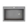 22-in W x 33-in L Granite Super Single Drop-in 1-Hole Kitchen Sink in Grey with Grid, Strainer, Installation Kit