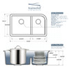 31.75-in x 19.25-in x 9.5-in Granite 1-3/4 J-Shaped Double Undermount Kitchen Sink in Grey with Grids, Strainer, Disposer Strainer, Installation Kit