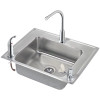 DRKAD282260LC Stainless Steel Single Bowl Top Mount Sink and Faucet Kit with 3 Faucet Holes in Lustrous Highlighted Satin