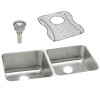 ELUH311810RDBG Stainless Steel Double Bowl Undermount Sink Kit in Lustrous Highlighted Satin