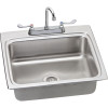 LR2522C Stainless Steel Single Bowl Top Mount Sink and Faucet Kit with 3 Faucet Holes in Lustrous Highlighted Satin