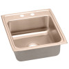 19-1/2" x 22" x 10-1/8" 18 Gauge CuVerro Antimicrobial Copper Single Bowl Drop-in Sink with 2 Faucet Holes in Lustrous Satin
