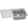 43" x 22" x 10" 18 Gauge Stainless Steel Single Bowl Drop-in Sink with Right Drainboard and 2 Faucet Holes in Lustrous Satin 43" x 22" x 10" 18 Gauge Stainless Steel Single Bowl Drop-in Sink with Right Drainboard and 2 Faucet Holes in Lustrous Satin