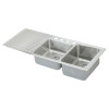 54" x 22" x 10" 18 Gauge Stainless Steel Offset Double Bowl Drop-in Sink with Right Drainboard and 4 Faucet Holes in Lustrous Satin