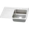 33" x 22" x 7-5/8" 18 Gauge Stainless Steel Single Bowl Drop-in Sink with Right Drainboard and Middle Right 2 Faucet Holes in Lustrous Satin