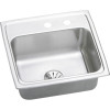 Elkay LR1919PDMR2 Stainless Steel Single Bowl Top Mount Sink Kit with MR2 Faucet Holes and Perfect Drain in Lustrous Highlighted Satin