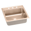 22" x 22" x 7-5/8" 18 Gauge CuVerro Antimicrobial Copper Single Bowl Drop-in Sink with 3 Faucet Holes in Lustrous Satin