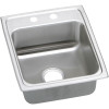 15" x 22" x 5" 18 Gauge Stainless Steel Single Bowl Drop-in ADA Sink with 2 Faucet Holes in Lustrous Satin