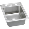 17" x 22" x 5-1/2" 18 Gauge Stainless Steel Single Bowl Quick-Clip Drop-in ADA Kitchen Sink with 3 Faucet Holes in Lustrous Satin