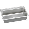 31" x 22" x 6" 18 Gauge Stainless Steel Single Bowl Quick-Clip Drop-in ADA Kitchen Sink with 2 Faucet Holes in Lustrous Satin