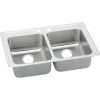 33" x 21-1/4" x 5-1/2" 18 Gauge Stainless Steel Equal Double Bowl Quick-Clip Drop-in ADA Kitchen Sink with 2 Faucet Holes in Lustrous Satin