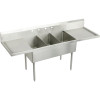 WNSF8345LR4 Commercial Scullery Sink with 4 Faucet Holes in Buffed Satin