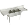 WNSF8360LR2 Commercial Scullery Sink with 2 Faucet Holes in Buffed Satin