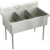 WNSF8360OF3 Commercial Scullery Sink with 3 Faucet Holes in Buffed Satin