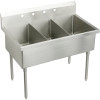 WNSF83724 Commercial Scullery Sink with 4 Faucet Holes in Buffed Satin