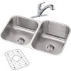 DXUH312010LDFBG Stainless Steel Double Bowl Undermount Sink and Faucet Kit in Radiant Satin