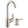 KK04507-04539SO Focus Bar Kitchen Faucet with Soap Dispenser in Steel Optic