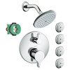 E 150 Air 1-Jet Showerhead Kit with 4 Body Sprays Thermostatic Trim with Diverter and Rough-in in Chrome