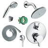 E 150 Air 1-Jet Showerhead Kit with Handshower Thermostatic Trim with Diverter and Rough-in in Chrome