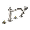 Roman Tub Filler with Hand Shower Less Handles in Brilliance Stainless