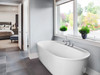 66-in Spectacle Freestanding Bathtub with Chrome Traditional Tub Filler and Drain, White