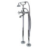 66-in Spectacle Freestanding Bathtub with Chrome Traditional Tub Filler and Drain, White