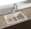 33" X 22" X 10" Double Offset Drop-in Installation with 4 BACE Faucet Holes, In Cafe Latte