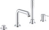 Four-Hole Bathtub Faucet with Handshower in StarLight Chrome Finish
