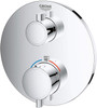 24107000 Grohtherm Single Function 2-Handle Thermostatic Trim in StarLight Chrome Finish