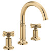 1.5 GPM Widespread Lavatory Faucet with Arc Spout and without Handles in Polished Gold Finish