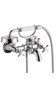 2-Handle Wall-Mounted Tub Filler with Cross Handles and Handshower in Chrome