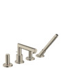 4-Hole Roman Tub Set Trim with Zero Handles and Handshower in Brushed Nickel