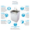 24-in White Laundry Cabinet with Pull-Out Basket, Handmade Stainless Steel Sink, and Stainless Steel High Arc Faucet