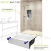 Transolid FLU6032R-38 Linear 60-in W x 32-in L Rectangular Alcove Concealed End Drain Shower Base with Right Hand Drain in Biscuit
