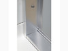 Frameless sliding shower door in matte black frame finish with smooth glass texture 56-5/8"