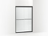 Frameless sliding shower door in matte black frame finish with smooth glass texture 42-5/8 