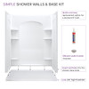 60"x30" Low Profile Shower Kit with Right Hand Drain, White