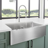 33-in x 19-in 18-Gauge Stainless Steel Double Bowl Apron Front Farmhouse Kitchen Sink