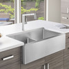 33-in x 19-in 18-Gauge Stainless Steel Double Bowl Apron Front Farmhouse Kitchen Sink