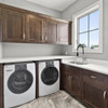 Kitchen/Laundry Faucet with Dual Spray, Flex Neck, 1.8 GPM, and Garden Hose Adapter in Brushed Nickle/Matte Black