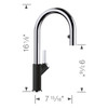 526398 Urbena Single-Lever Pull-Down Kitchen Faucet with 1.5 GPM in Coal Black/Chrome