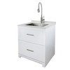 All-in-One 29-in x 25.5-in Quartz Undermount Laundry/Utility Sink and Cabinet with Faucet in Matte White