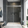 MBDT606008C-J-PC Frameless sliding shower door with fixed panel in polished chrome with clear glass texture and Justin handles