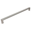 MBDT606008FL-R-BS Frameless sliding shower door with fixed panel in brushed stainless with frosted glass texture and Riley handles