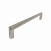 MBDT606008FR-T-BS Frameless sliding shower door with fixed panel in brushed stainless with frosted glass texture and Turin handles