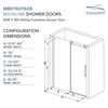 MBDT607608FL-S-MB Frameless sliding shower door with fixed panel in matte black with frosted glass texture and Sabrina handles