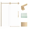 Transolid TPBT608010C-J-CB Frameless sliding shower door with fixed panel in champagne bronze with clear glass and Justin handles