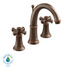 Widespread Lavatory Faucet with Metal Cross Handles and Metal Speed Connect Pop-Up Drain in Oil Rubbed Bronze