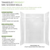 Transolid Prodigy PWKX60368412-231 60" x 36" x 96-in Glue to Wall 6-Piece Shower Wall Kit 12" x 24" Vertical Tile, in White