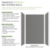 Prodigy PWK603696-440 60" x 36" x 96" Glue to Wall 3-Piece Shower Wall Trimmable Kit Herringbone Tile, in Dark Grey